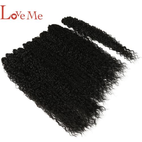 SyntheticBund Afro Kinky Curly Hair Bundles 7pcs/pack 22-26inch Ombre Nature Black Color Synthetic Hair Weave Bundles Curly Hair
