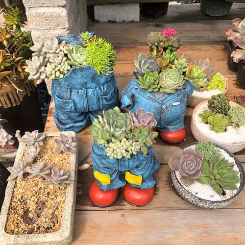Outdoor Succulent Potted Creative Cowboy Flower Pot Resin Ornaments Courtyard Garden Figurines Crafts Villa Balcony Decoration