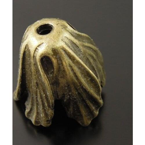 GraceAngie 17mm Vintage Bronze Tone Alloy Flower Beads Cap Jewelry Finding Hot Handmade Jewelry Accessory 14pcs 36248