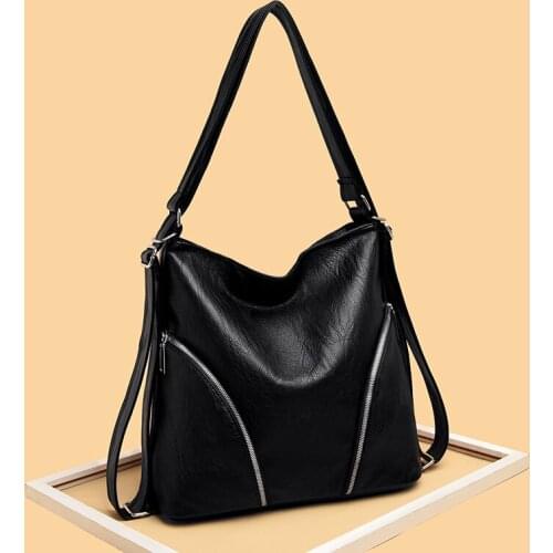 Large Capacity Leather Womens Bag Fashion Designer Backpack Vintage Simple Female Crossbody Bags Big Shopping Tote Shoulder Bag