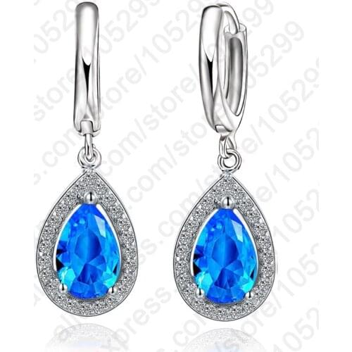 Top Quality Earrings Women Romantic Real 925 Silver Crystal Cubic Zircon CZ Wedding Jewelry Earrings