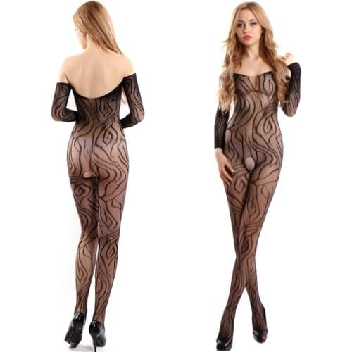 2019 Super Deal New Hot Sale Sexy Lingerie See Through Lingerie Sheer Mesh Black Underwear catsuit Erotic Costumes