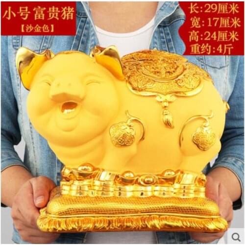 Golden more Golden Pig Ornaments Piggy Tanks Savings Big Size Money Recruitment Fengshui Creative Lovely handicraft statues