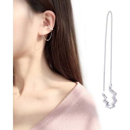 1 Pcs Metal Silver Color Ear Clip Tassel Earrings for Women Ear Cuff Bijoux Punk Earrings Pendientes Fashion Female Jewelry Gift