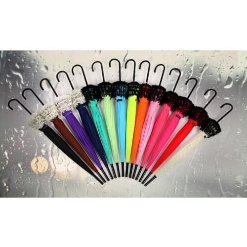 10 pieces/lot) New Elegant Semi-automatic Lace Umbrella Fancy sunny and rainy Pagoda Umbrellas 11 colors available