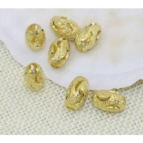 Gold-color barrel tube shape accessories 10pcs charms spacers hollow beads frost matte hollow 7*11mm elegant findings B2565