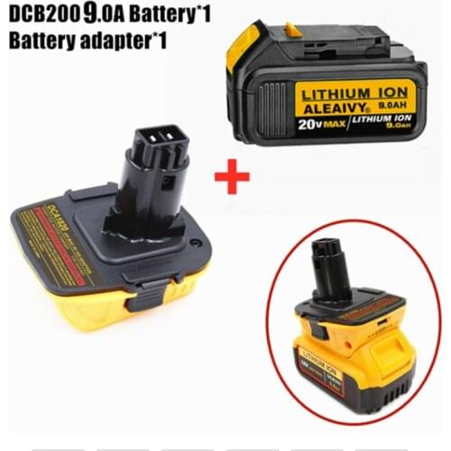18V 9.0Ah DCB200 Replacement Li-ion Battery for DeWalt 18v/20vMAX XR power tool lithium Batteries with Charger+Battery adapter