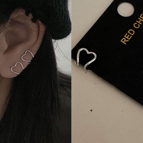 2021 Fashion Heart-shaped Ear Bone Clip Ear Clip Earrings for Women Men Simple Fake Cartilage Ears Cuff Jewelry Clip Accessories