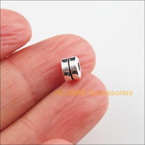 50 New Round Charms Tibetan Silver Color Tiny Spacer Beads 6mm