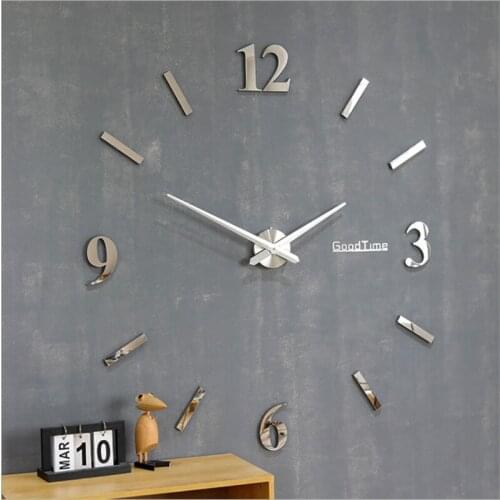 Acrylic Mirror Stickers Large Wall Clocks 3d Diy Large Hanging Simple Digital Bedroom Study Home Decoration