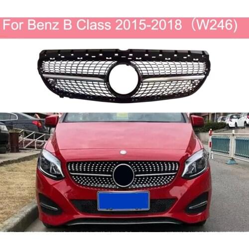 Diamond Grille Black Silver For Mercedes Benz B Class W246 Front Bumper GT Grill 2015-2018 B180 B200 B250 B220 Car Styling