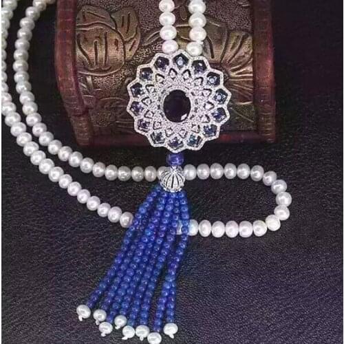 Free shipping Jewelry 8-9mm white pearl natural 3-4mm pearl necklace pendant