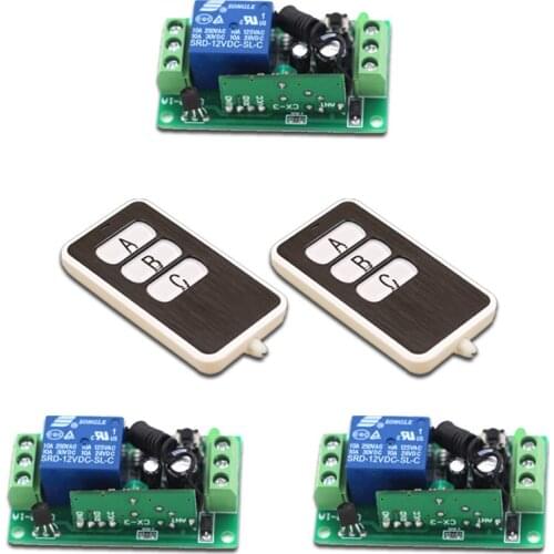 New DC9V 12V 24V Smart Home Remote Controller Wireless Universal Switch with 3Buttons 2Transmitter +3Receiver