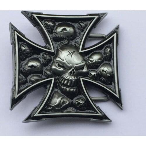 Black Color Skull With Cross Belt Buckle