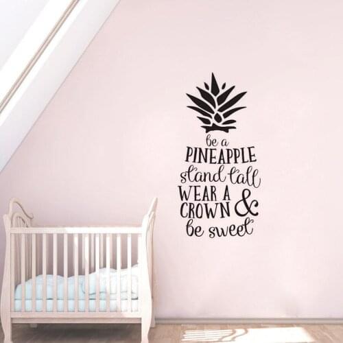 Nursery Quote Wall Art Creative Pineapple Wall Sticker Removable Pineapple Quote Wall Decal Children Bedroom Decoration AY1377