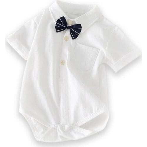 Childrens summer cotton baby jumpsuit Korean version of boys short-sleeved khao childrens top baby triangle bag farts