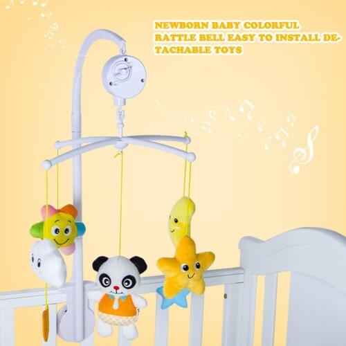 Baby Mobile Crib Rattles Toys for 0-12 Months Newborn Crib Hanging Bed Bell Hairball Rattles Rotating Holder Arm Room Decoration