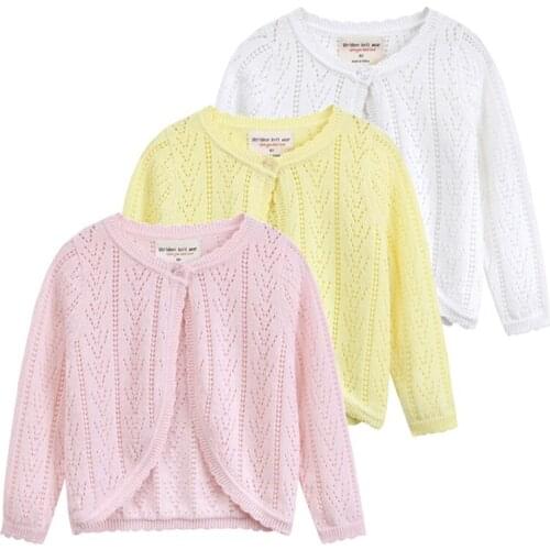 Children Knitted Coat Tops 2021 Spring Baby Girl Hollow Knitted Sweater Cardigans Summer Toddler Newborn Long Sleeves Jackets