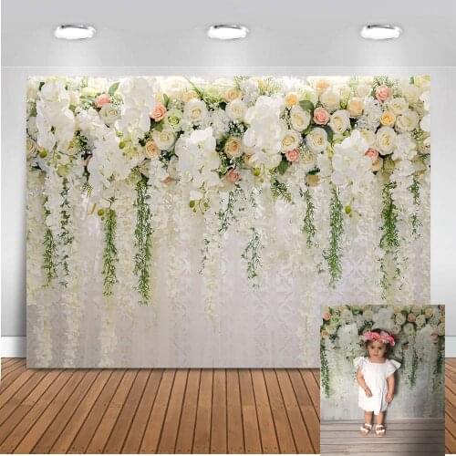 Mehofoto Bridal Shower backdrops Large Wedding Floral Wall Backdrop White and Green Flowers Photocall Boda Shower Backdrop 914