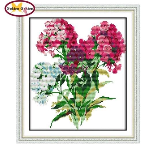 GG The Bouquet Stamped Cross Stitch Patterns DIY Kits 14CT11CT Needlework Embroidery Sets Joy Sunday Cross Stitch for Home Decor