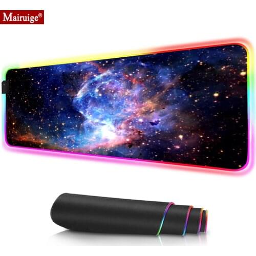 Gaming Mousepad Universe RGB Fog Space Starfield Nebula Large Anime Mat Full Desk Mouse Pad Computer Mat Best Game DIY Custom