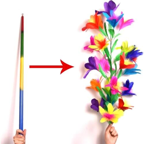 Vanishing/Disappearing Rainbow Metal Cane to Flowers Magic Tricks Stage Wand Magia Mentalism Illusion Gimmick Props Magician