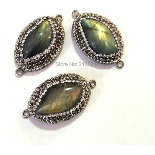 Pave Marquise Labradorite Stone Connector Pave Stone Pendant PC1530
