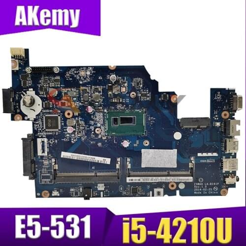 Akemy Laptop Motherboard For ACER Aspire E5-531 i5-4210U Mainboard LA-B161P SR1EF DDR3