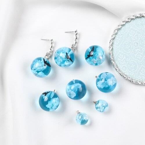 Min order 20pcs/lot Blue sky white cloud resin rounds decoration balls charms diy jewelry earring/keychain pendant accessory