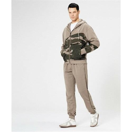 Mens Camouflage Tracksuit 2 Piece Casual Pants Jacket Coat Sweatsuit Hip Hop Sweatshirt Zipper Hoodie Ouffit Set