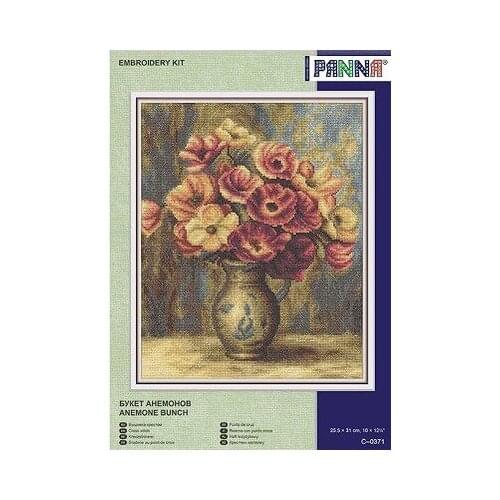 Linen fabric Cross Stitch Set Cross-stitch Kit Embroidery Needlework Craft Packages Cotton Fabric Flowers in vase Embroidery