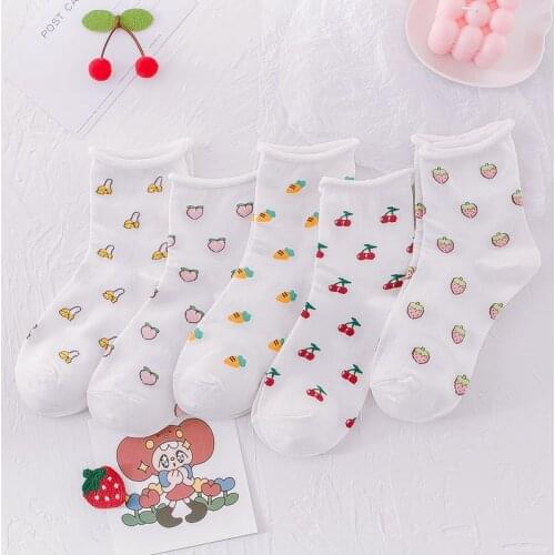 Cartoon Fruit Cotton Peach Strawberry Banana Carrot Women Korean Version of Socks Fashion New Summer Street Socks Kawaii Cute