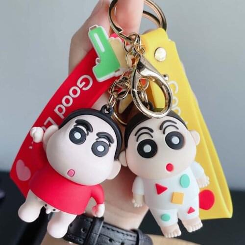 New fashion cute crayon Shinchan three-dimensional keychain creative cartoon mobile phone handbag car pendant fun keychain