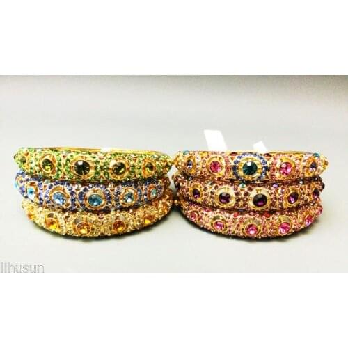 Wholesale 4pcs Stunning Chinese Handmade Inlaid Rhinestone Hollow Bracelet Bangle
