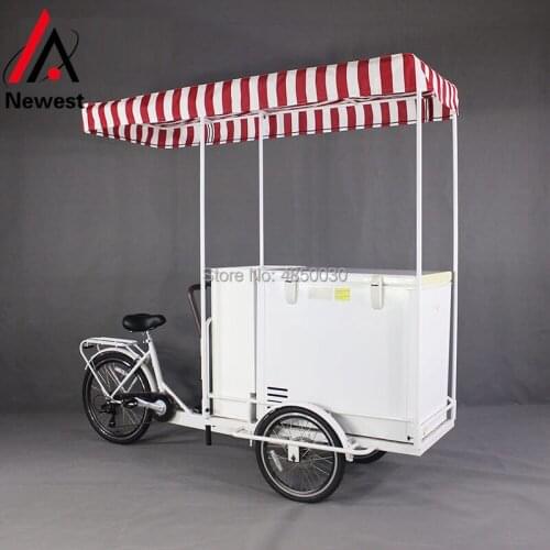 Excellent Commercial Use street mobile ice cream food bike/New Arrival freezer bike/hot sale snack vending kiosk cart trike