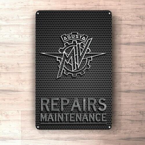 Flat Metal Poster Tin Sign (Not 3D) - MV Agusta Motorcycle Repairs Maintenance Sign Metalsign for Garage, Man Cave