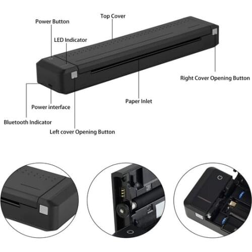 Portable Wireless Printer Mobile Support A4 Paper Thermal Transfer printing Auto Feed for Android & iOS Mobiles hp