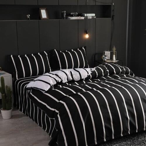 6PCS simple striped bed sheet 1.8m/2.0m quilt student dormitory single three-piece pillowcase quilt cover household single piece