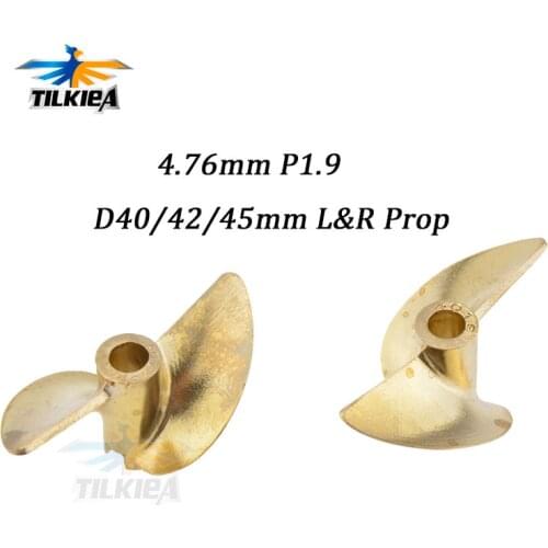 RC Boat D40/42/45mm P1.9 Propeller 4.76mm(3/16'') Positive / Reverse Screw 2 blades Copper Propellers Left/Right Prop