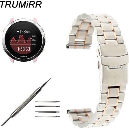 Stainless Steel Watchband +Tool for Suunto 3 Fitness Smart Watch Band Sports Strap Safety Buckle Wrist Bracelet Rose Gold Black