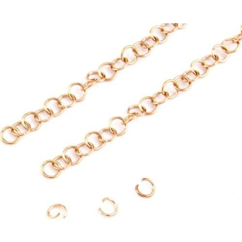 Rosegold jumprings chain sell by meter Stainless steel wire 0.6mm / width 4mm DIY jewelry making findings split rings