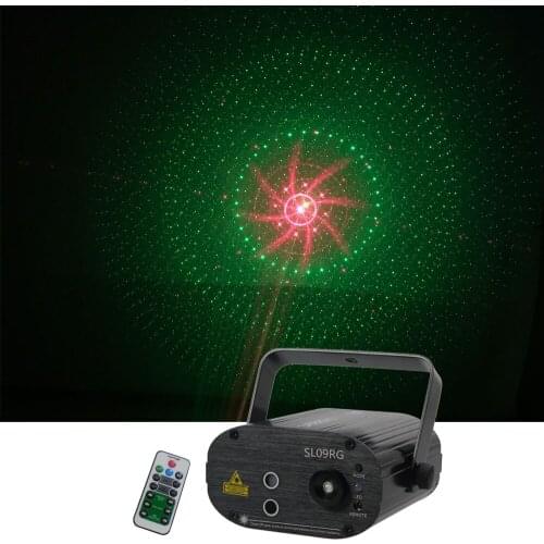 Sharelife 9 Red Green Gobos Mini Laser Light Mixed Blue LED Remote Control Speed DJ Home Gig Party Show Stage Lighting SL09RG