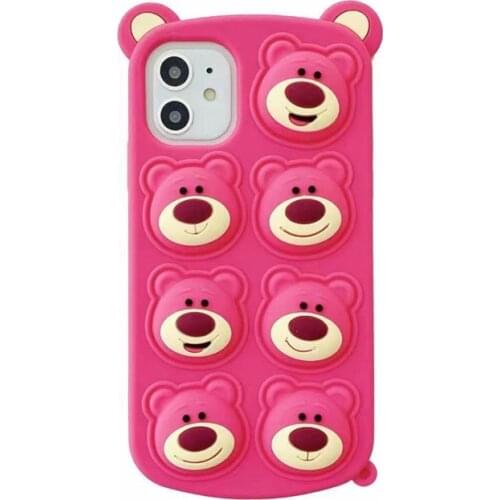 Lovely Strawberry Airbag Pop Fidget case for iPhone 12 11 Pro Max XR XS X 8 7 6 Plus Shockproof Silicone Cover