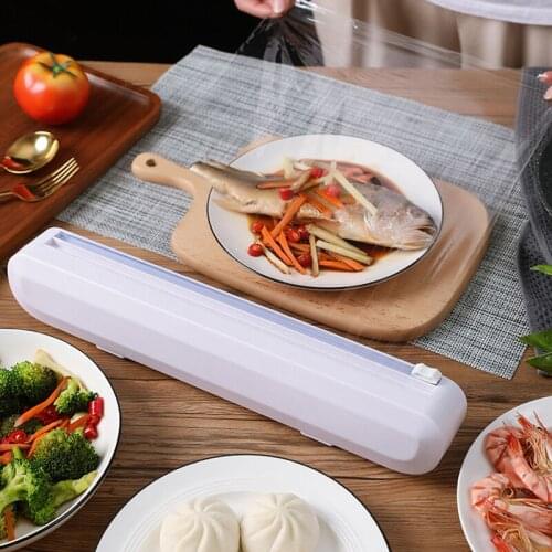 Punch Free Cling Wrap Dispenser Roll Case Plastic Wrap Dispenser Cutter Preservative Film Box Kitchen Accessories