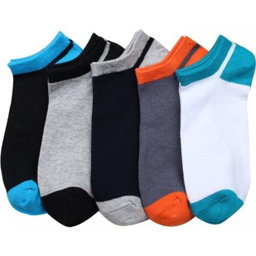 Spring&Summer New Cotton Mens Socks Rainbow color MenS Socks Boat Socks 5 Pairs / Lot