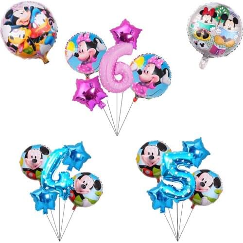 New Mickey Minnie Mouse Serise 5pcs/set Foil Balloon Birthday Party Decorations Supply Balloons Kid Childrens Toys Baby Shower
