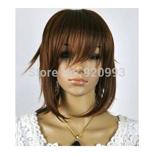 WQ &Wholesale&>>>>Dark Brown Straight Short women girl Cosplay Wig