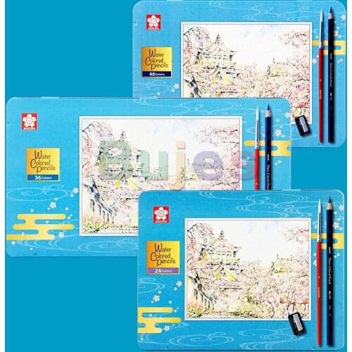 Japan Sakura 24 36 48 Color Colored Pencils, Professional Water-soluble Color Pencil Set XPY Student Painting Coloring Pencil
