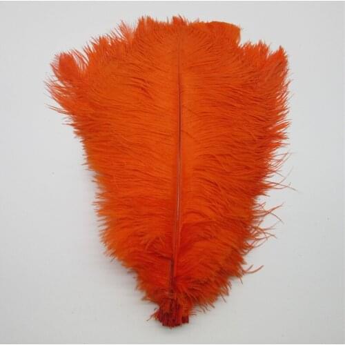 YY-tesco Hard rod 10 Pcs natural Orange Ostrich Feathers For Crafts 15-75CM Carnival Party Wedding Decorations Jewelry plumes