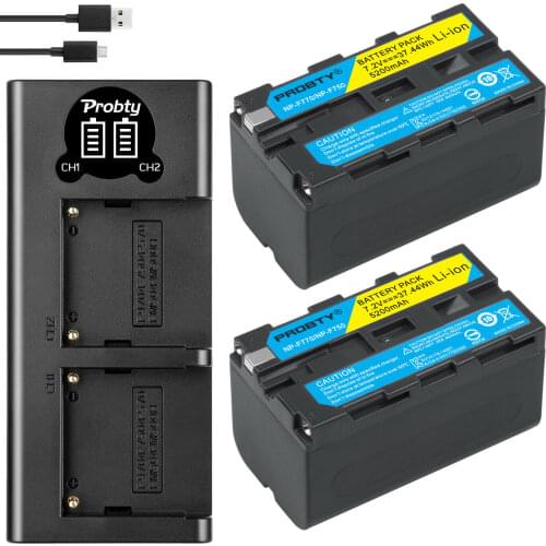 2Pcs Probty 5200mAh NP-F770 NP-F750 NPF770 F750 NP F770 750 battery + LED Dual Charger For Sony CCD-SC5 CCD-SC100 CCD-TR910